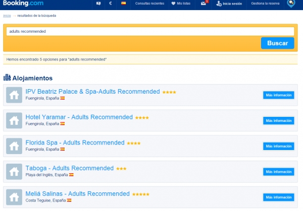 booking adults recommended